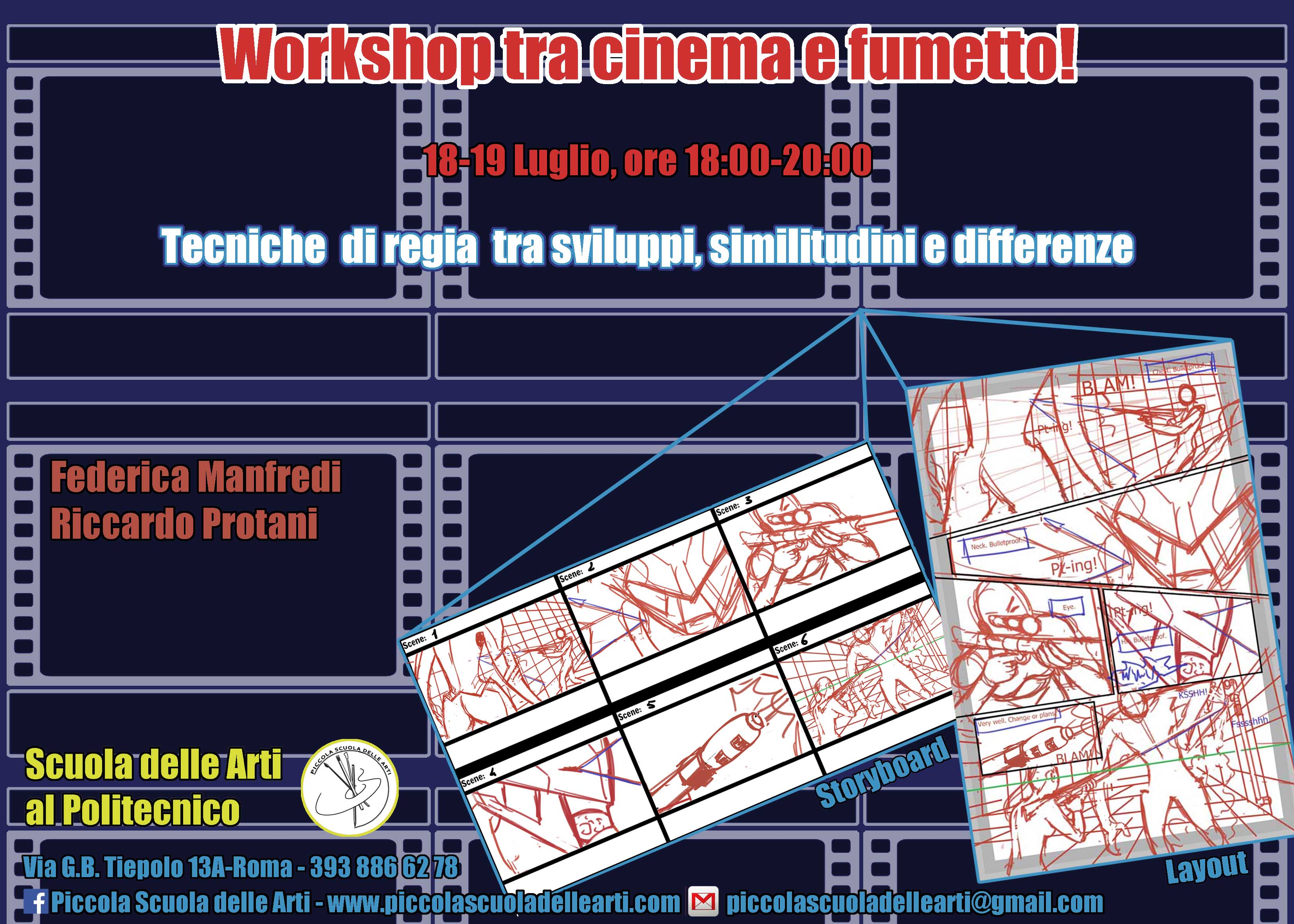 Workshop “Tra cinema e fumetto, dallo storyboard al layout”, con analisi tecniche ed esercitazioni pratiche